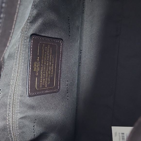 Coach Dark Brown Leather and Monogram Canvas Satchel with Crossbody Strap - Picture 5 of 6